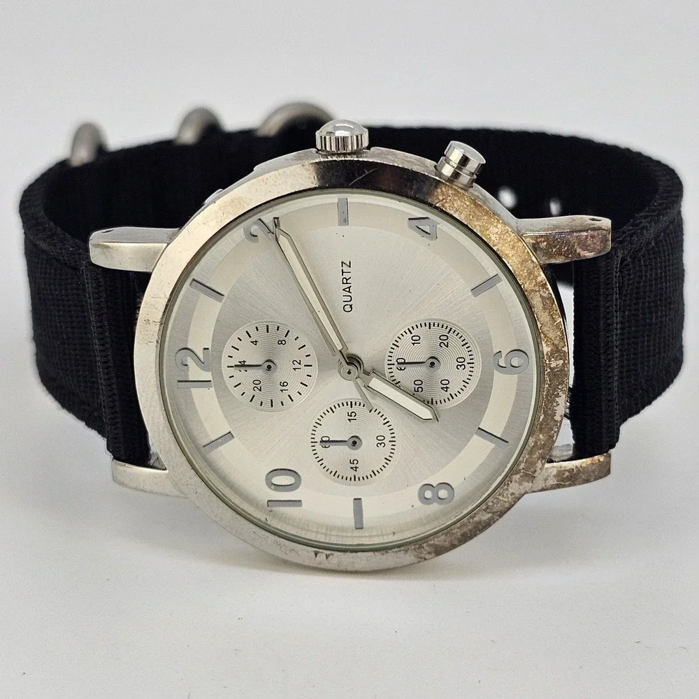 Aeropostale Unisex Watch 38MM Gray Dial Black Bands New Battery READ DESCRIPTION